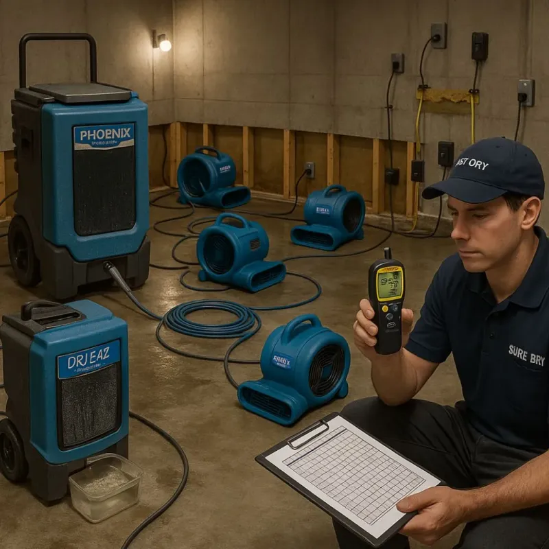 Structural Drying and Dehumidification process in Greenville, GA
